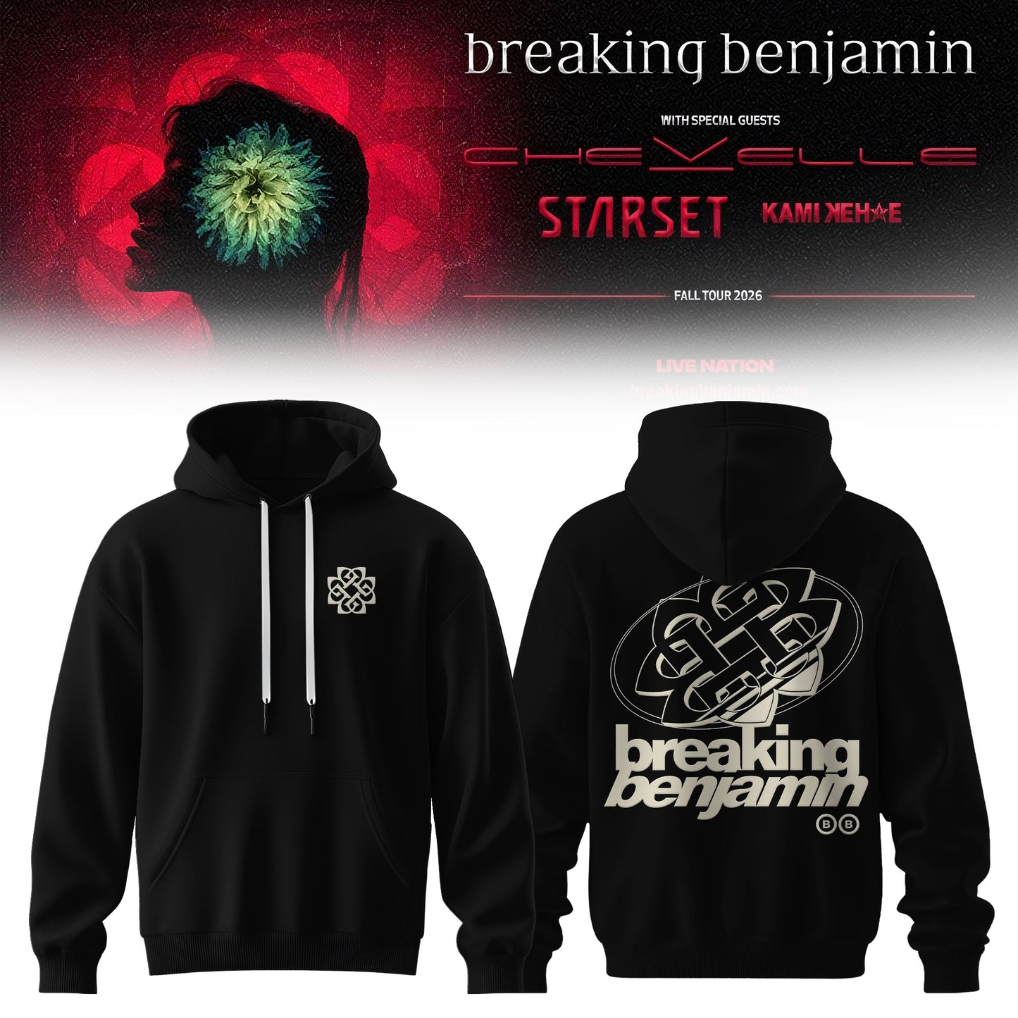 Breaking Benjamin American Tour 2026 Premium 3D All-Over Print Hoodie V3
