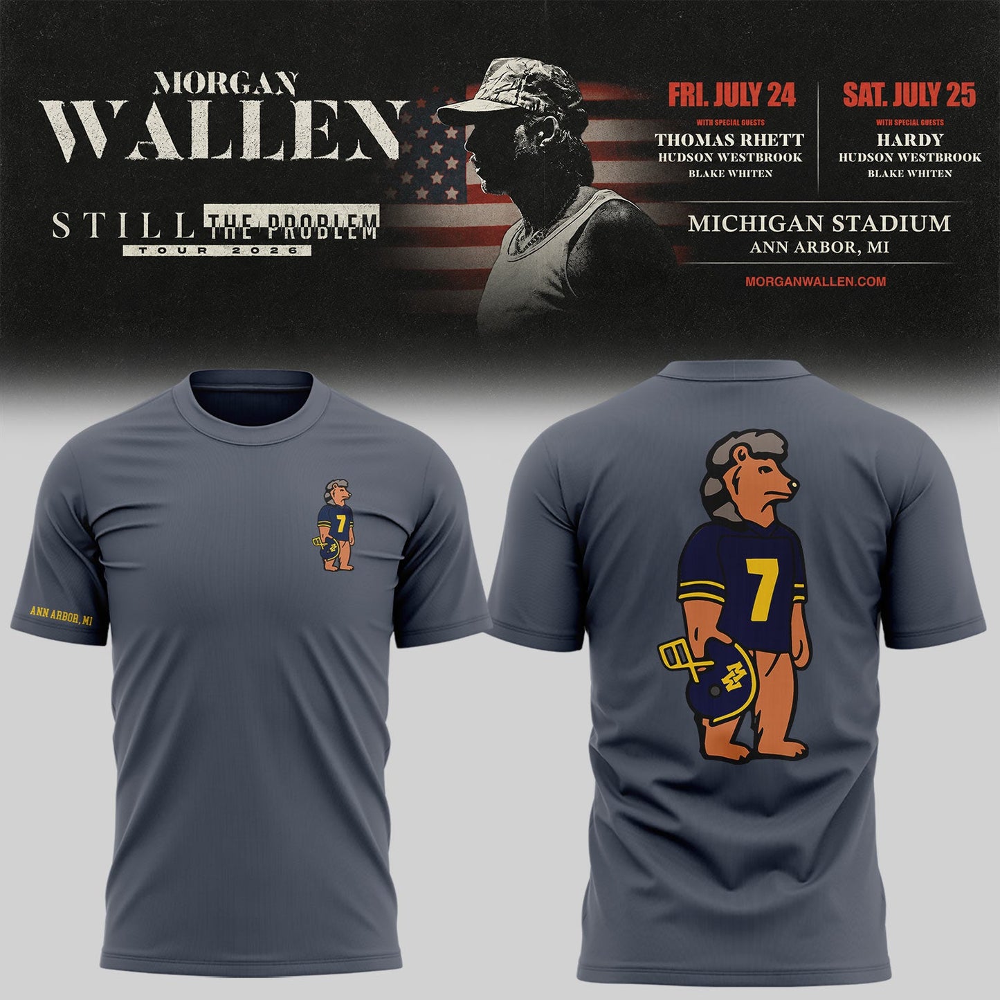 Exclusive Morgan Wallen x Michigan Football Tshirt 2026