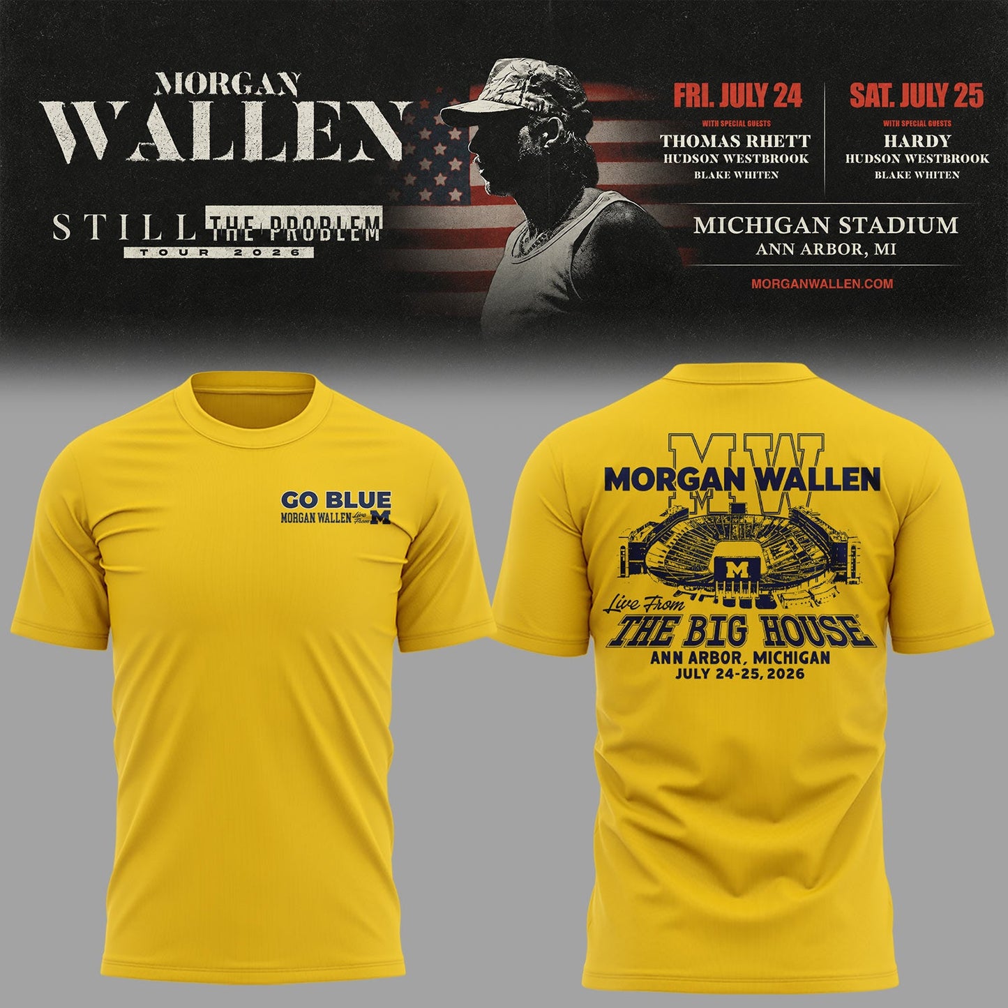 Exclusive Morgan Wallen x Michigan Football Tshirt 2026