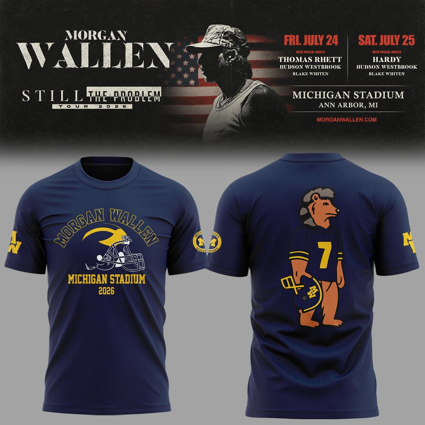 Exclusive Morgan Wallen x Michigan Football Tshirt 2026