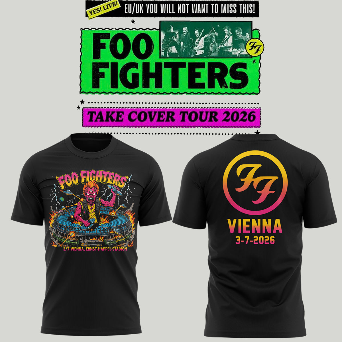 Limited Edition Take Cover Tour 2026 At Ernst-Happel-Stadion, Vienna Shirt