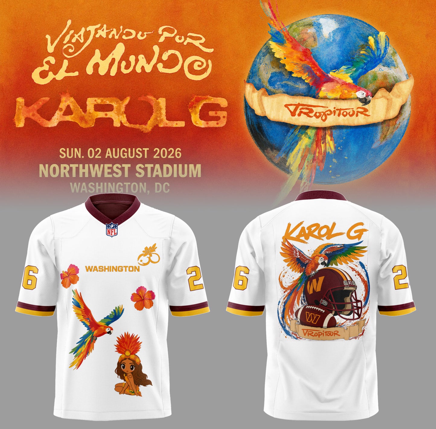Limited Edition Karol G Viajando Por El Mundo Tropitour Jersey