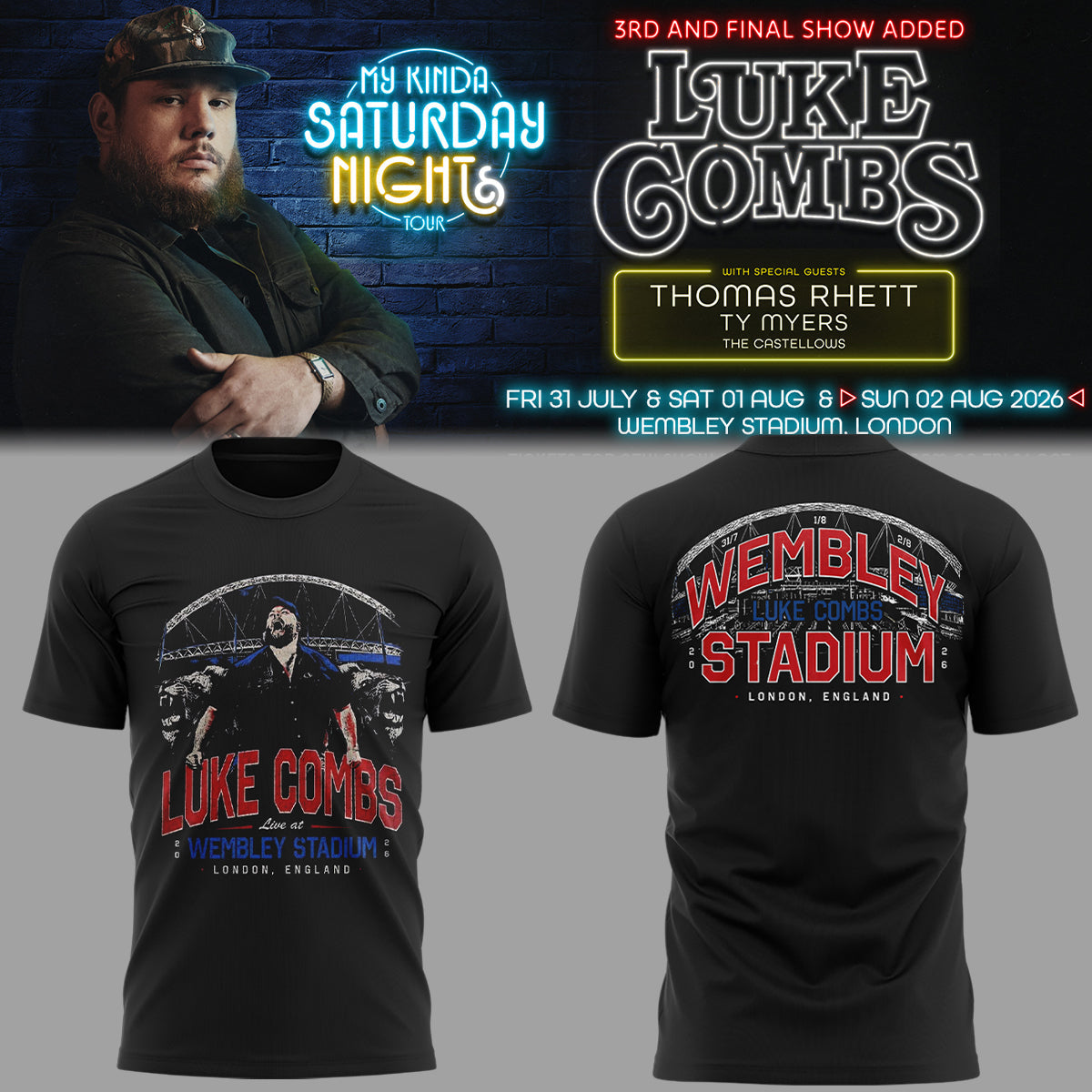 Limited Edition LC My Kinda Saturday Night Tour 2026 Tshirt