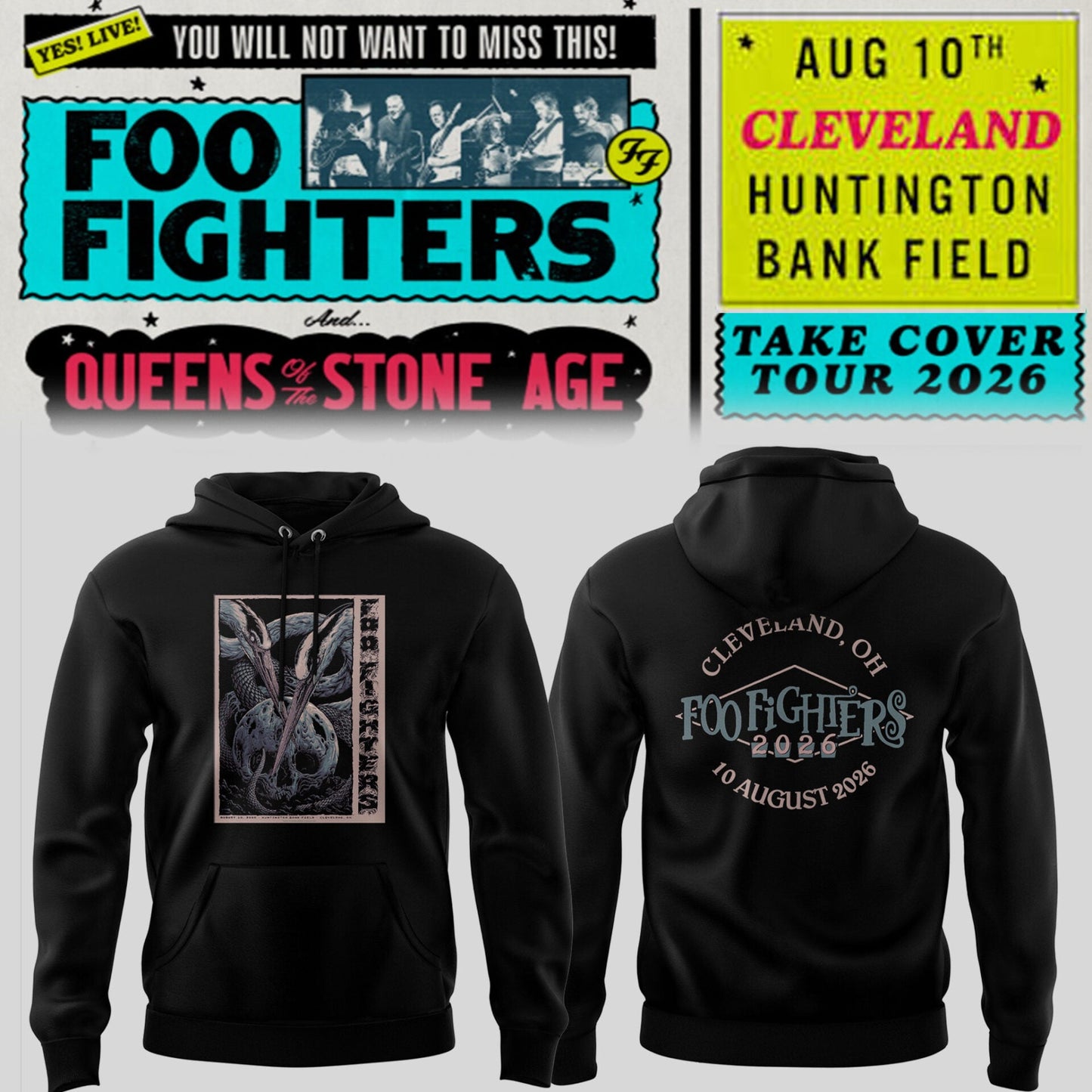 FF 🎸🎤 “Take Cover Tour 2026” in Cleveland,OH Hoodie