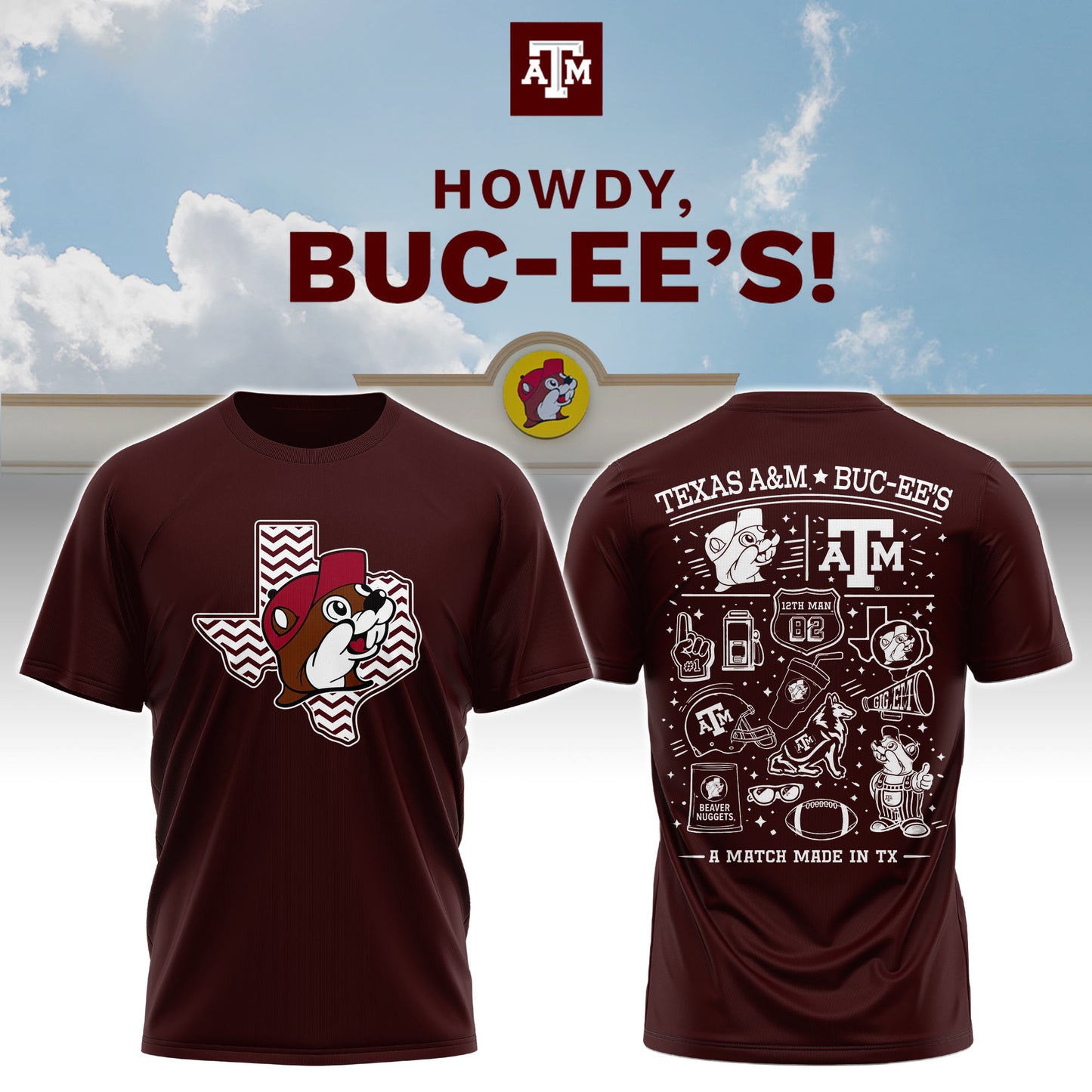 Texas A&M x Buc-ee’s Howdy T-Shirt