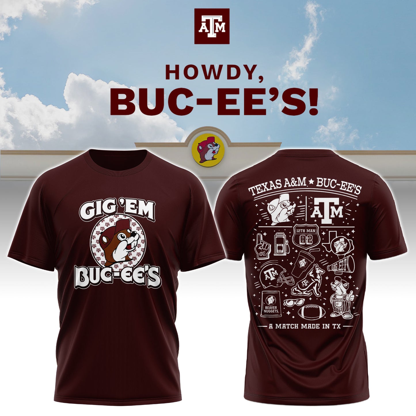 Texas A&M x Buc-ee’s Howdy T-Shirt