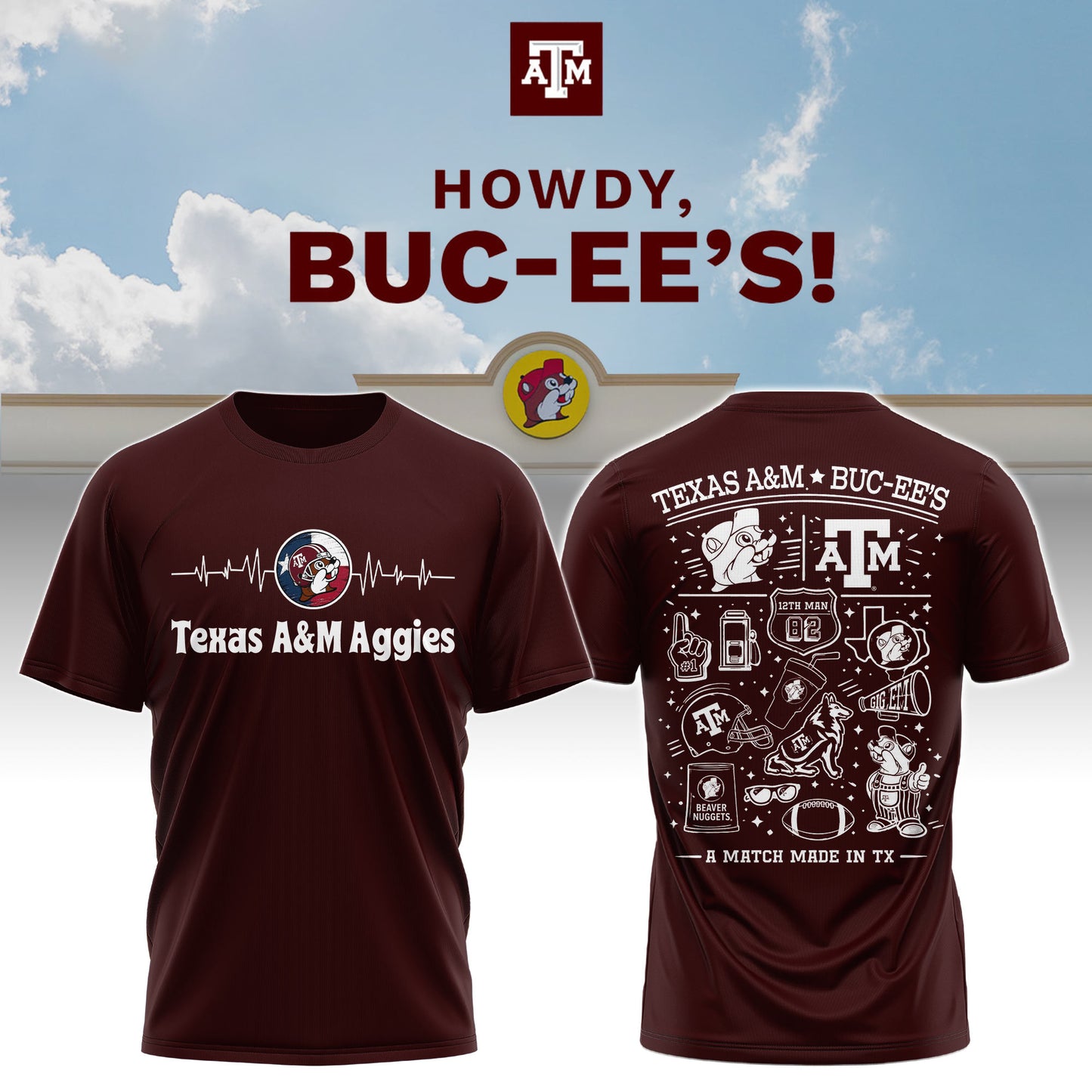Texas A&M x Buc-ee’s Howdy T-Shirt