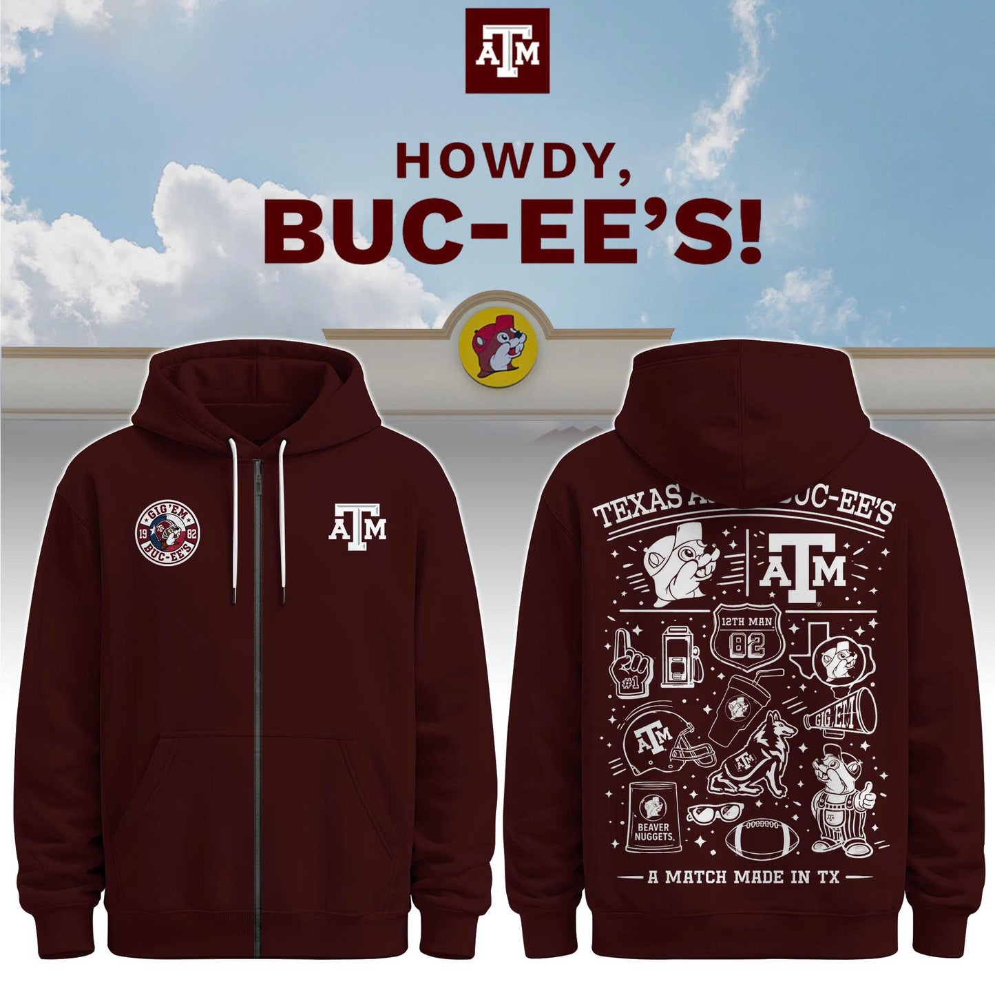 Texas A&M x Buc-ee’s Howdy Zip Hoodie