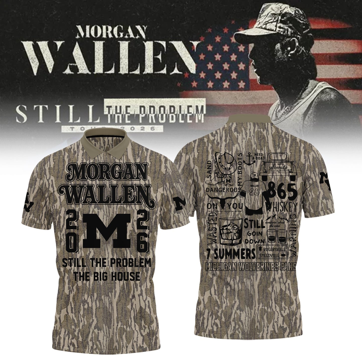 New Polo MW  x Michigan Football - Still The Problem Tour 2026 Polo Shirt