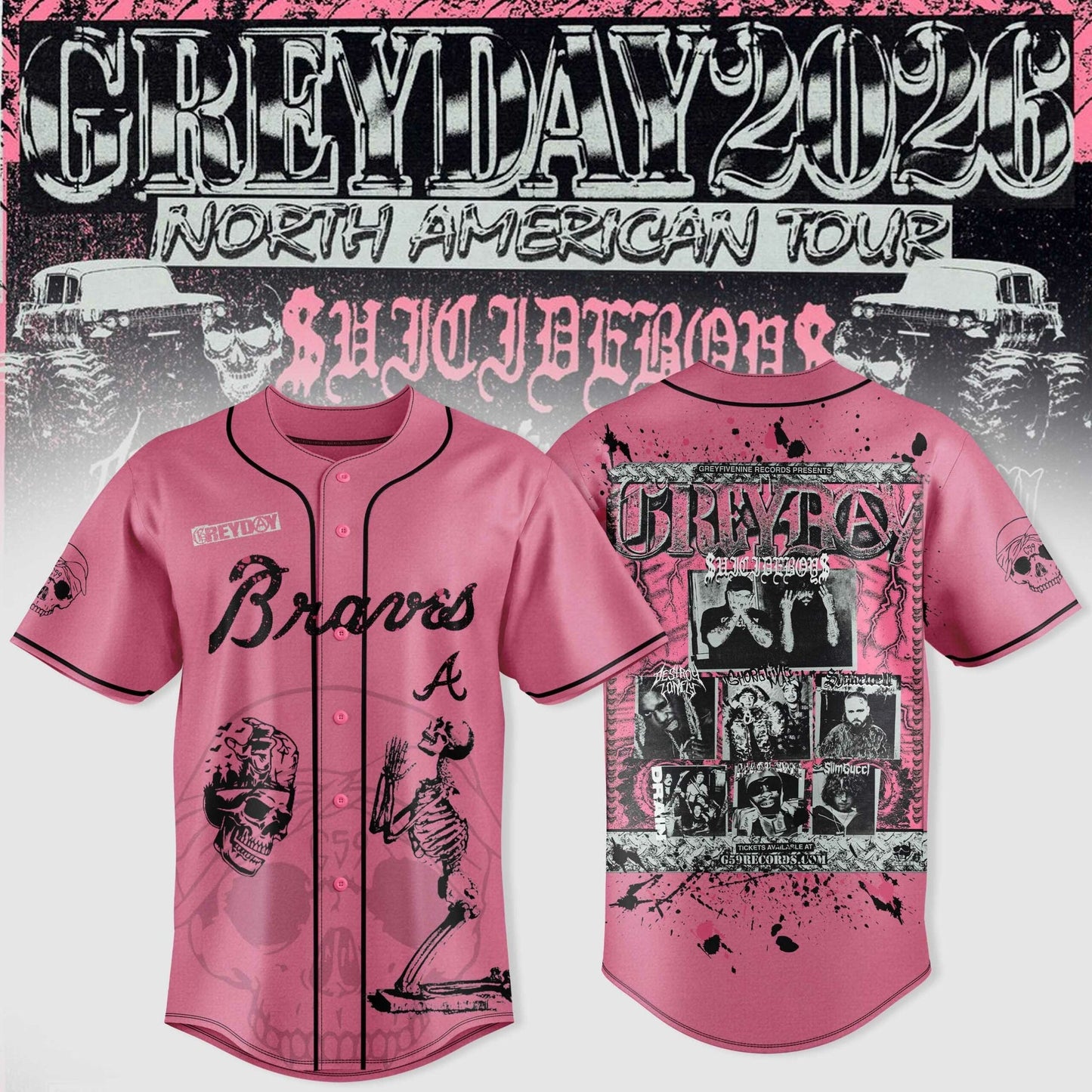 Atlanta Braves X $uicideboy$ Greyday 2026 – North American Tour Jersey