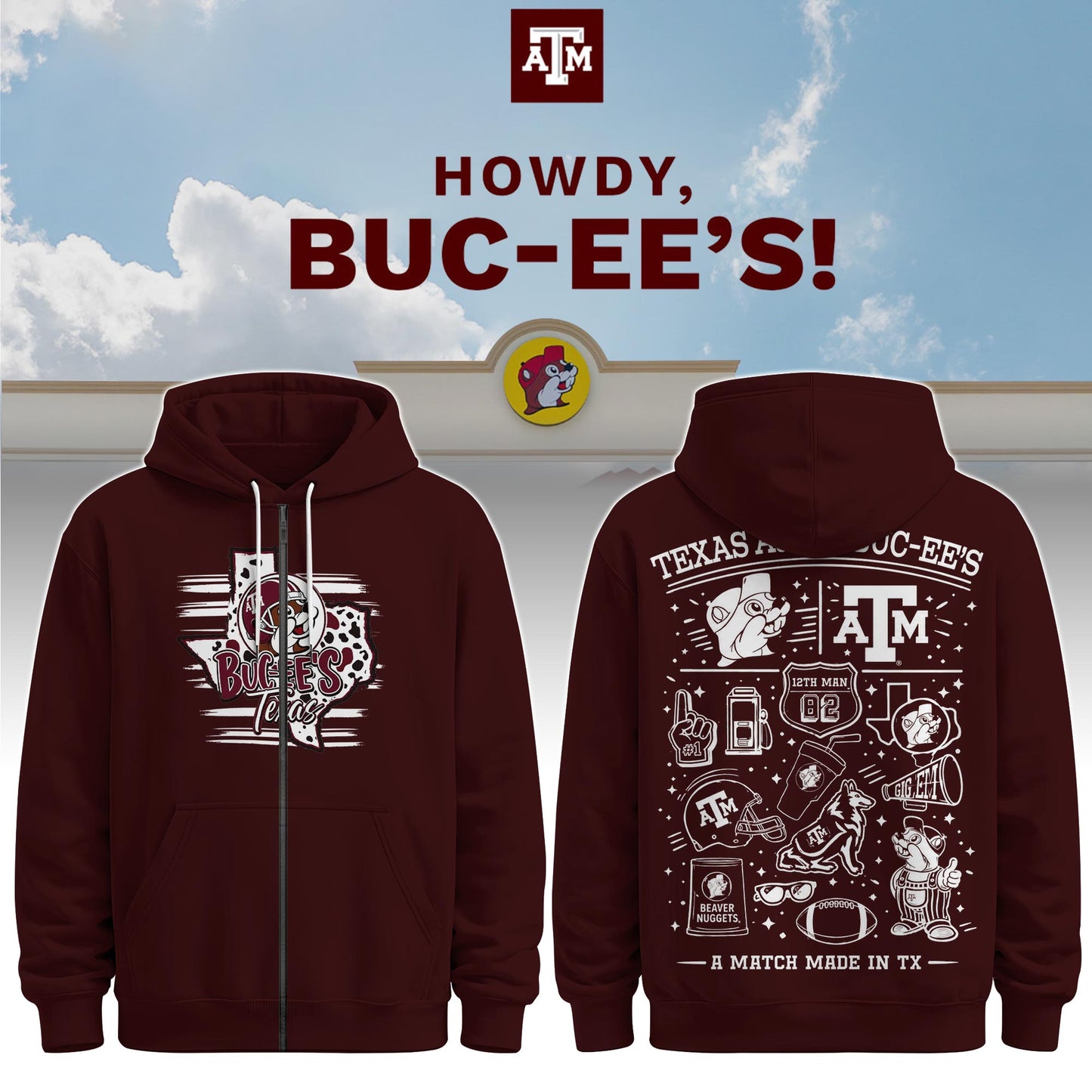 Texas A&M x Buc-ee’s Howdy Zip Hoodie