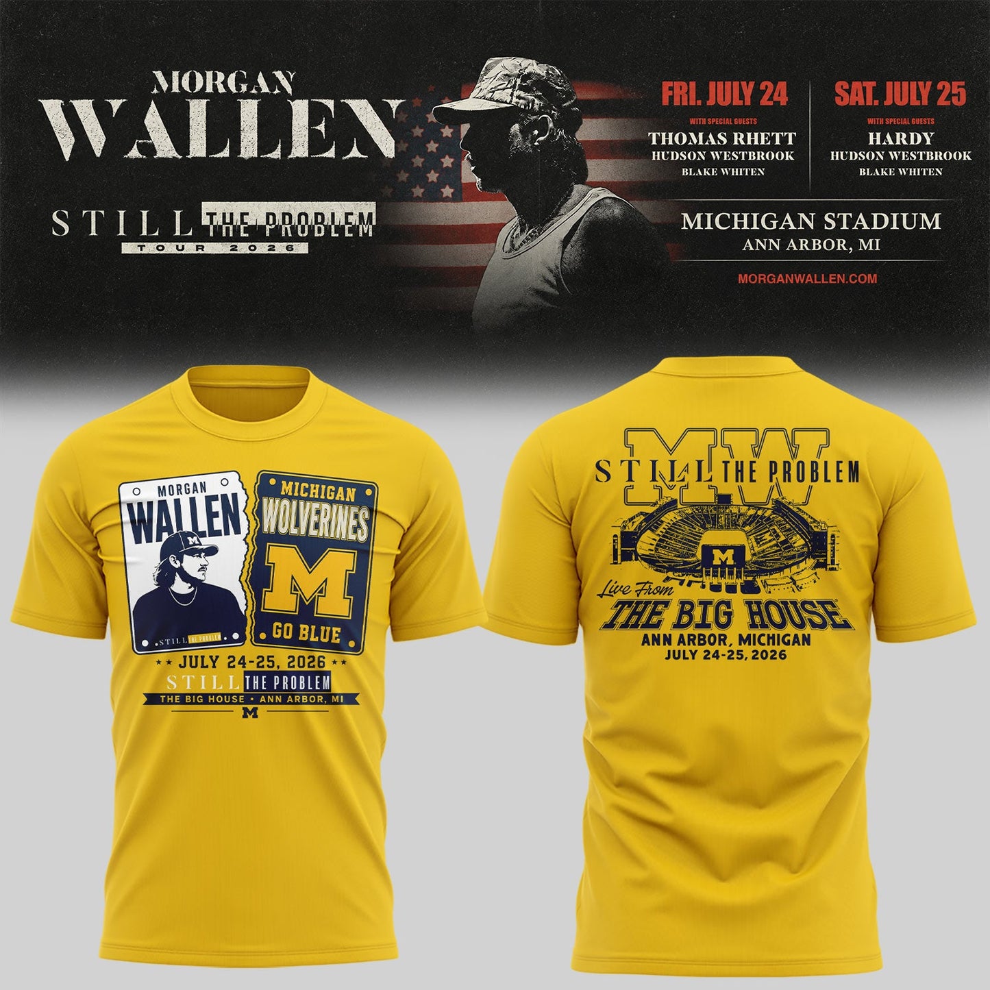 Exclusive Morgan Wallen x Michigan Football Tshirt 2026