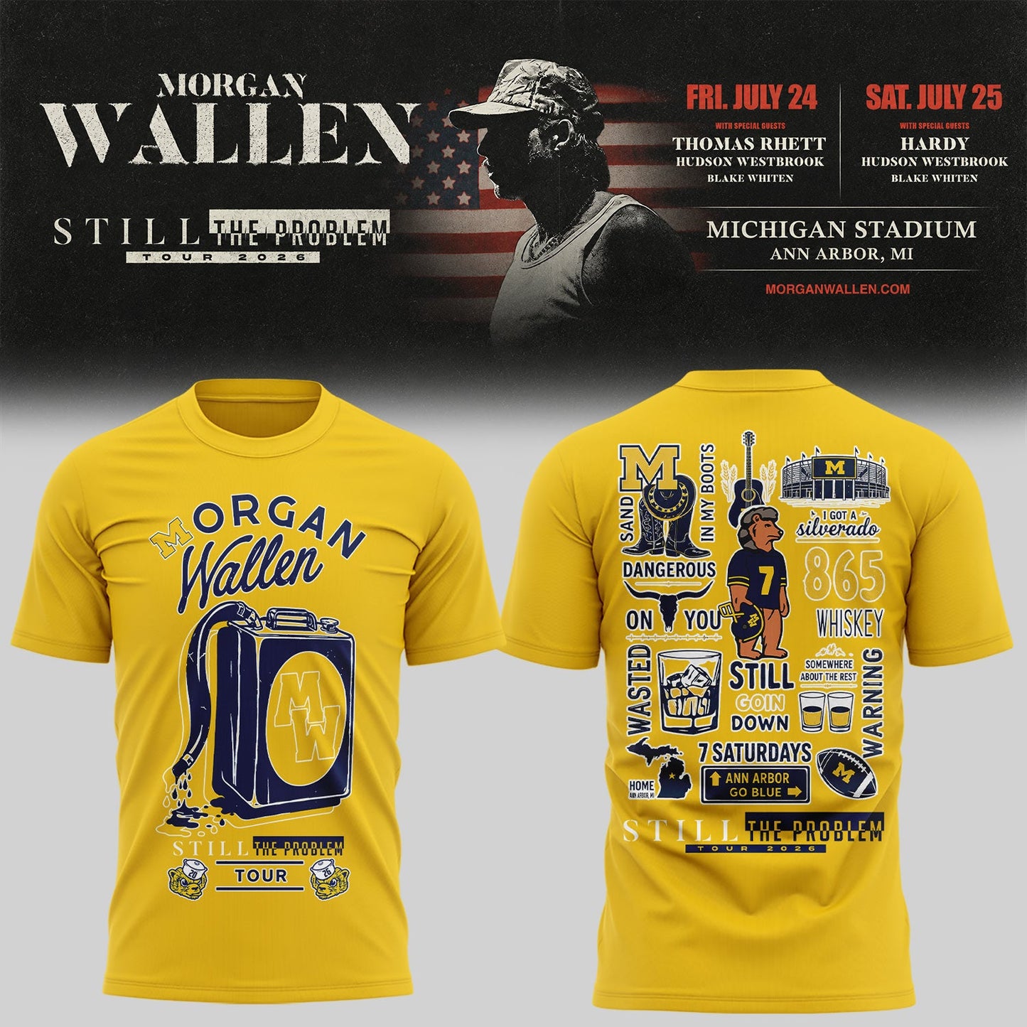 Exclusive Morgan Wallen x Michigan Football Tshirt 2026