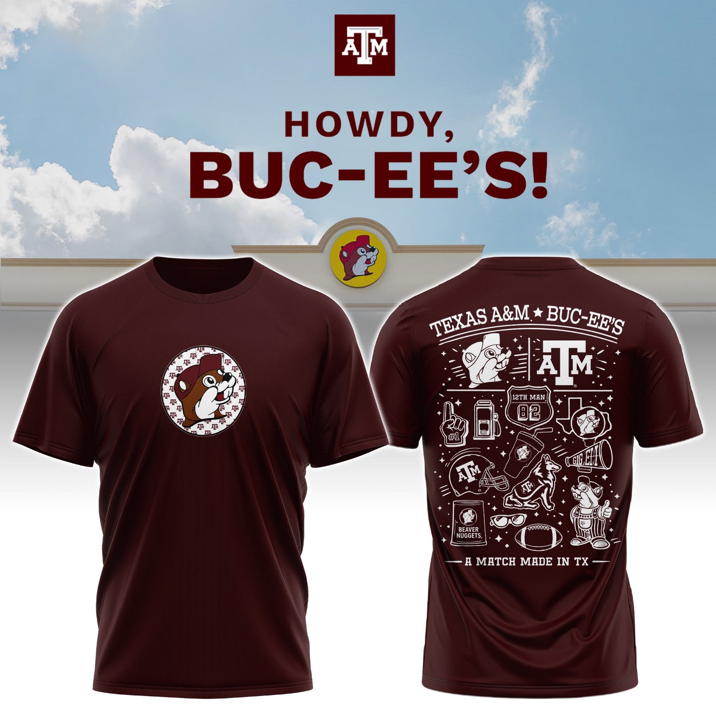 Texas A&M x Buc-ee’s Howdy T-Shirt