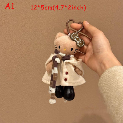 Handmade Knitted Plush Cat Keychain, Cute Kt Stuffed Animal Bag Charm, Aesthetic Backpack Pendant, Unique Gift