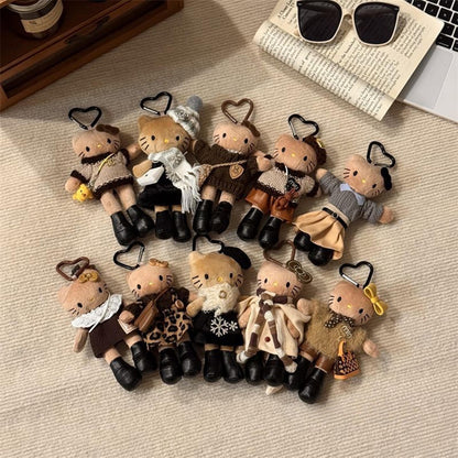 Handmade Knitted Plush Cat Keychain, Cute Kt Stuffed Animal Bag Charm, Aesthetic Backpack Pendant, Unique Gift