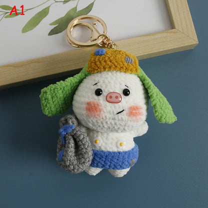 Handmade Crochet Animal Doll Keychain, Cute Amigurumi Yarn Plush Bag Charm, Kawaii Knitted Toy Pendant Gift