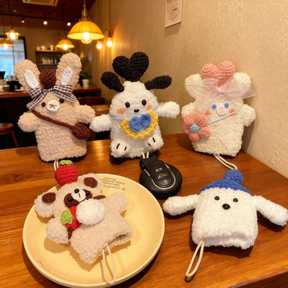 Handmade Funny Animal Crochet Car Key Cover, Cute Cartoon Dog Crochet Knitted Keychain, Bag Charm, Phone Charm, Unique Gift