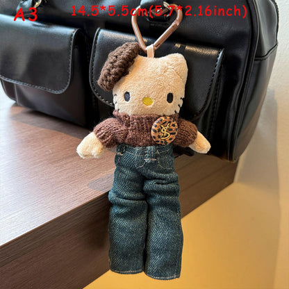 Handmade Plush Cat Keychain, Knitted Cat Doll Bag Charm, Cute Kt Stuffed Animal Bag Charm Phone Charm, Cozy Handmade Gift