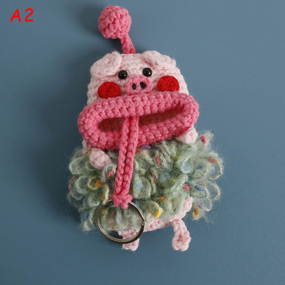 Handmade Cute Sausage Lips Crochet Key Case, Cartoon Car Key Cover, Kawaii Keychain, Bag Charm, Phone Charm Gift,Birthday gift