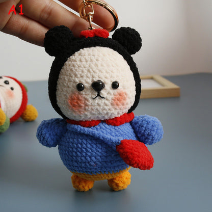 Handmade Crochet Doll Keychain, Cute Knitted Amigurumi Plush Bag Charm, Handwoven Toy Keyring Gift