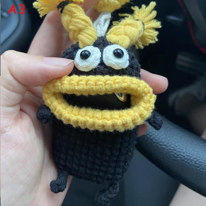 Handmade Crochet Cute Cartoon Car Key Cover, Knitted Keychain Key Case, Amigurumi Key Protector Bag Charm Gift