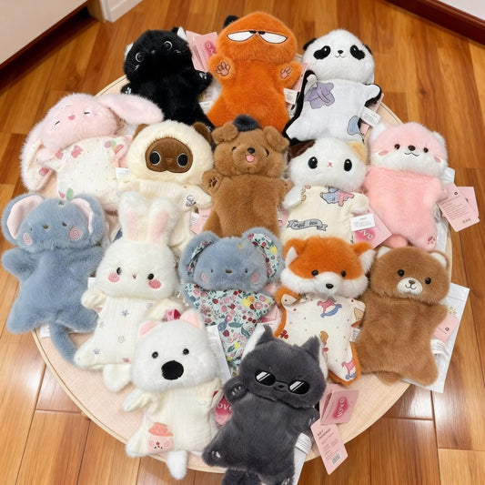 Handmade Plush Stress Relief Animal Doll, Cute Cat Dog Fidget Toy, Soft Squeeze Comfort Toy with Bean Bag, Anxiety Relief Gift