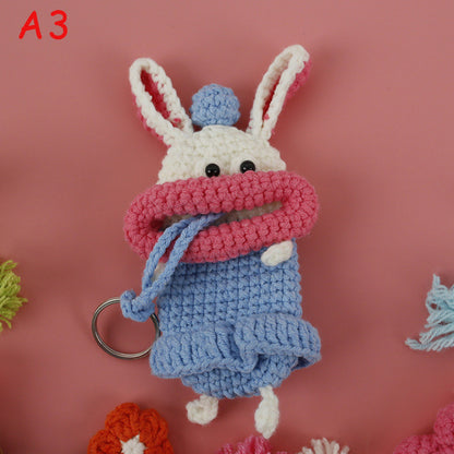 Handmade Cute Crochet Sausage Lips Key Case, Funny Amigurumi Car Key Holder, Key Protector, Bag Charm, Phone Charm Gift