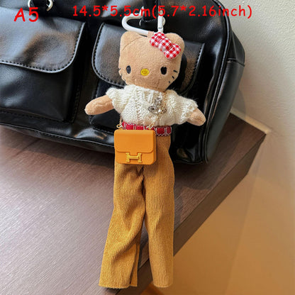 Handmade Plush Cat Keychain, Knitted Cat Doll Bag Charm, Cute Kt Stuffed Animal Bag Charm Phone Charm, Cozy Handmade Gift