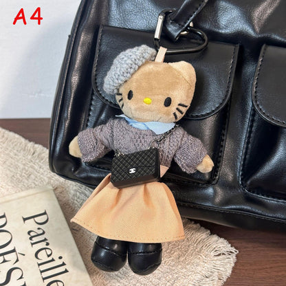 Handmade Knitted Plush Cat Keychain,  Cute Kt Stuffed Animal Bag Charm, Phone Charm, Kawaii Cat Keyring, Gift for Cat Lovers