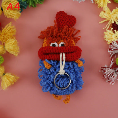 Handmade Crochet Sausage Lips Key Pouch, Knitted Key Holder Case, Cute Big Mouth Girl,Yarn Key Protector, Bag Charm, Funny Keychain Gift