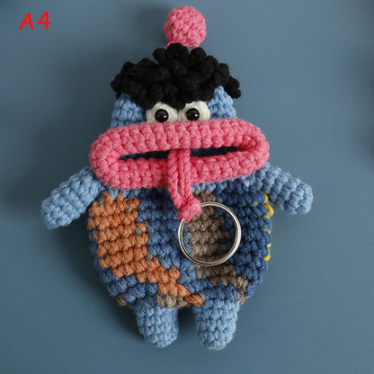 Handmade Crochet Big Lips Key Holder, Funny Sausage Mouth Drawstring Key Pouch, Knitted Key Cover, Cute Bag Charm Keychain Gift,Gift for her
