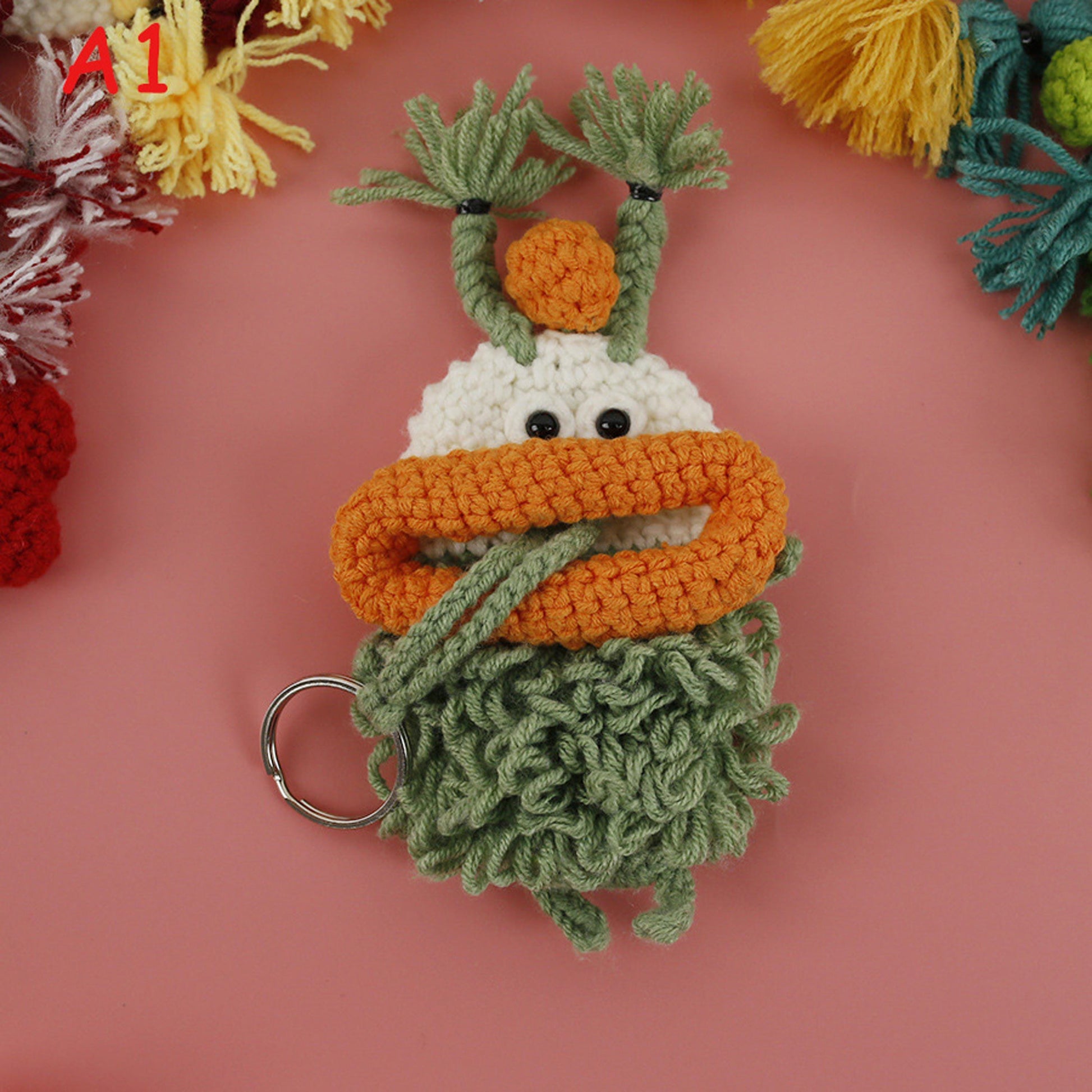 Handmade Knitted Sausage Lips Car Key Cover, Crochet Yarn Key Protector, Cute Big Mouth Girl Bag Charm, Handwoven Key Holder, Gift for Her