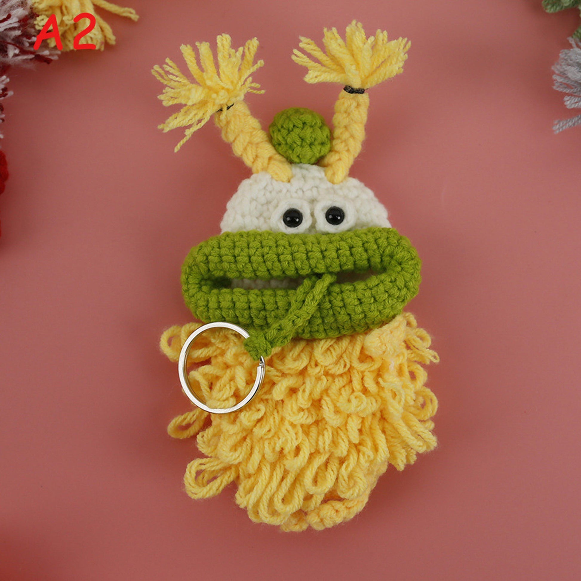 Handmade Knitted Sausage Lips Car Key Cover, Crochet Yarn Key Protector, Cute Big Mouth Girl Bag Charm, Handwoven Key Holder, Gift for Her