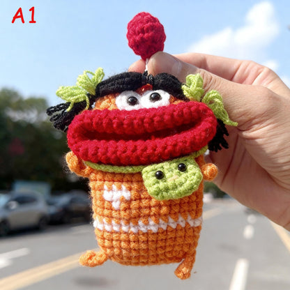 Handmade Crochet Car Key Holder, Funny Sausage Mouth Key Cover, Cute Cartoon Key Pouch, Knitted Car Key Case, Amigurumi Keychain, Bag Charm