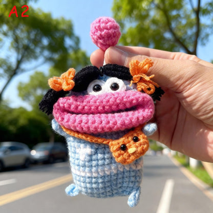 Handmade Crochet Car Key Holder, Funny Sausage Mouth Key Cover, Cute Cartoon Key Pouch, Knitted Car Key Case, Amigurumi Keychain, Bag Charm