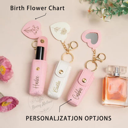 Personalized Name Lipstick Holder Keychain, Custom Makeup Organizer, Mini Lip Balm Case, Birthday Gift, Bridesmaid Party Favor Purse Charm