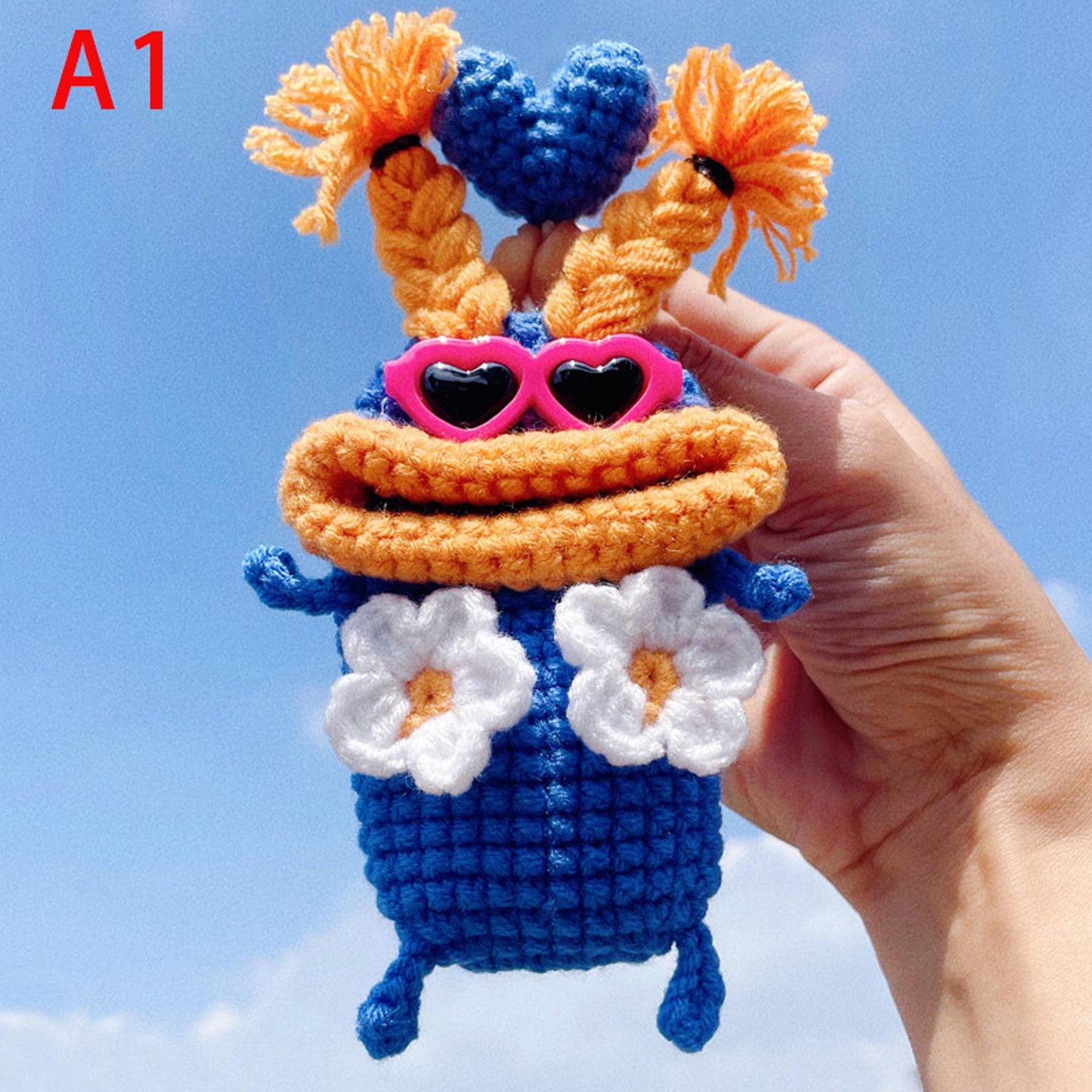 Hand Crochet Cartoon Sausage Lips Car Key Cover, Cute Ugly Bag Charm, Cute Knitted Key Protector,Funny Keychain Bag Charm Gift for Her Him