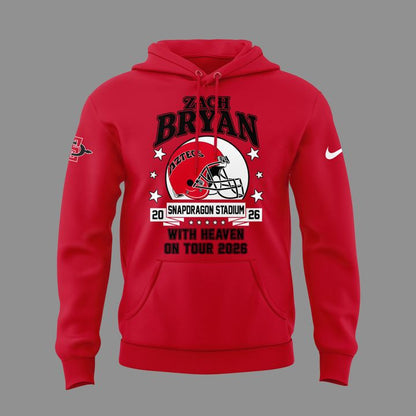 02. New Hoodie Zach Bryan x San Diego State Football - With Heaven On Tour 2026 Hoodie