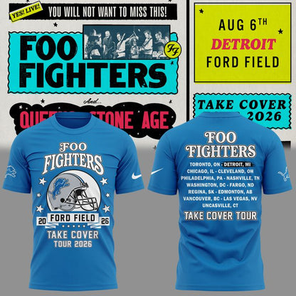02. Newest Shirt Foo Fighters - Detroit, MI Event Newest Shirt - TAKE COVER TOUR 2026 T-Shirt