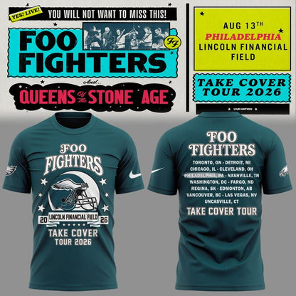 Newest Shirt Foo Fighters x Philadelphia Eagles - Take Cover Tour 2026 T-Shirt