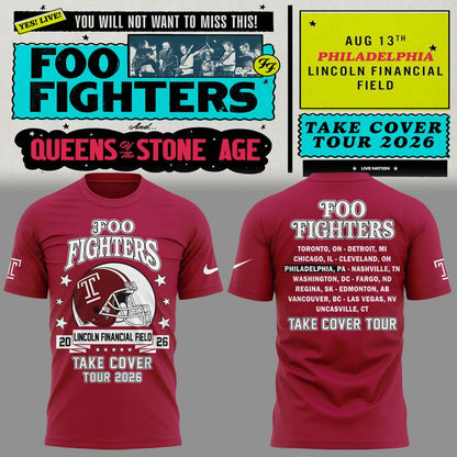 Newest Shirt Foo Fighters x Temple Football - Take Cover Tour 2026 T-Shirt