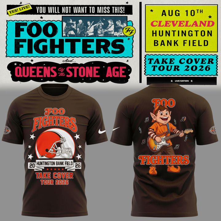 02.20. Perfect Shirt Foo Fighters x Cleveland Browns - Take Cover Tour 2026 T-Shirt
