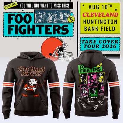 02.71. Special Foo Fighters x Cleveland Browns Mascots - Take Cover Tour 2026 Hoodie