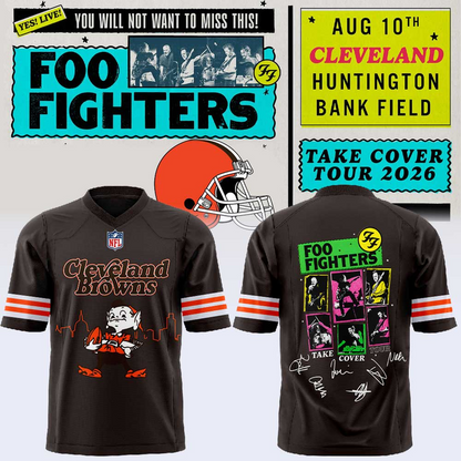02.43. Exclusive Cleveland Browns x Foo Fighters - Take Cover Tour 2026 Football Jersey