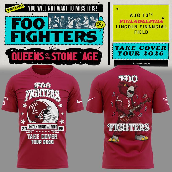 Perfect Shirt Foo Fighters x Temple Football - Take Cover Tour 2026 T-Shirt