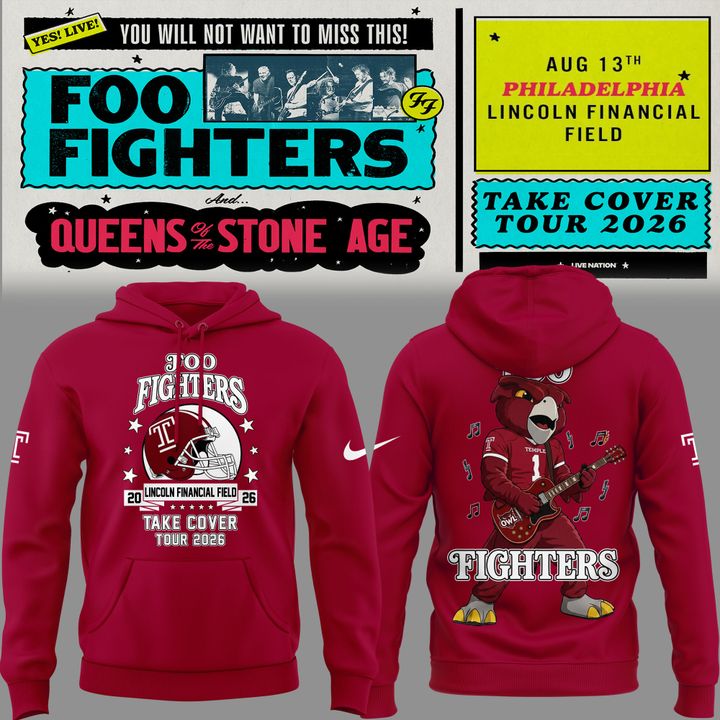 Special 2026 Foo Fighters x Temple Football - Take Cover Tour 2026 Hoodie