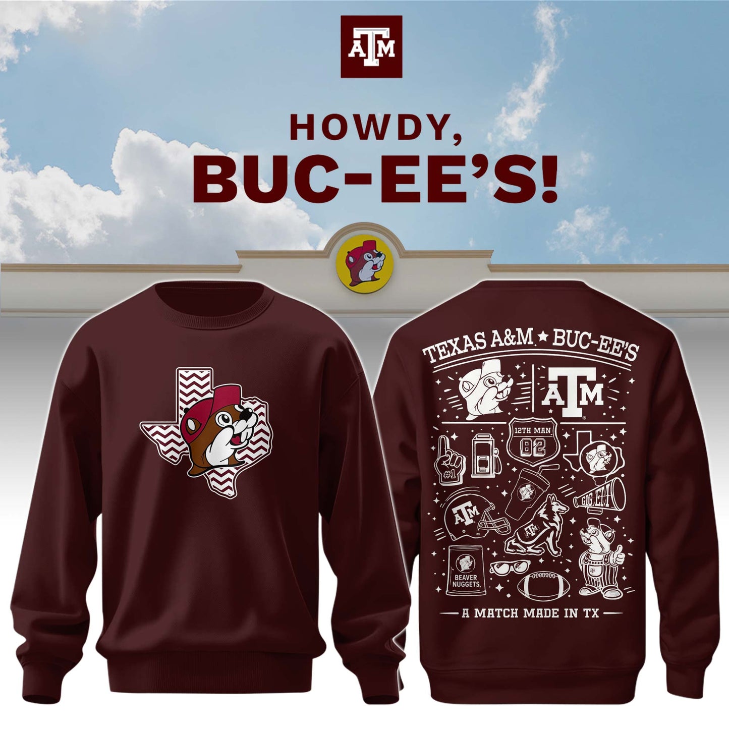 Texas A&M x Buc-ee’s Howdy Sweatshirt