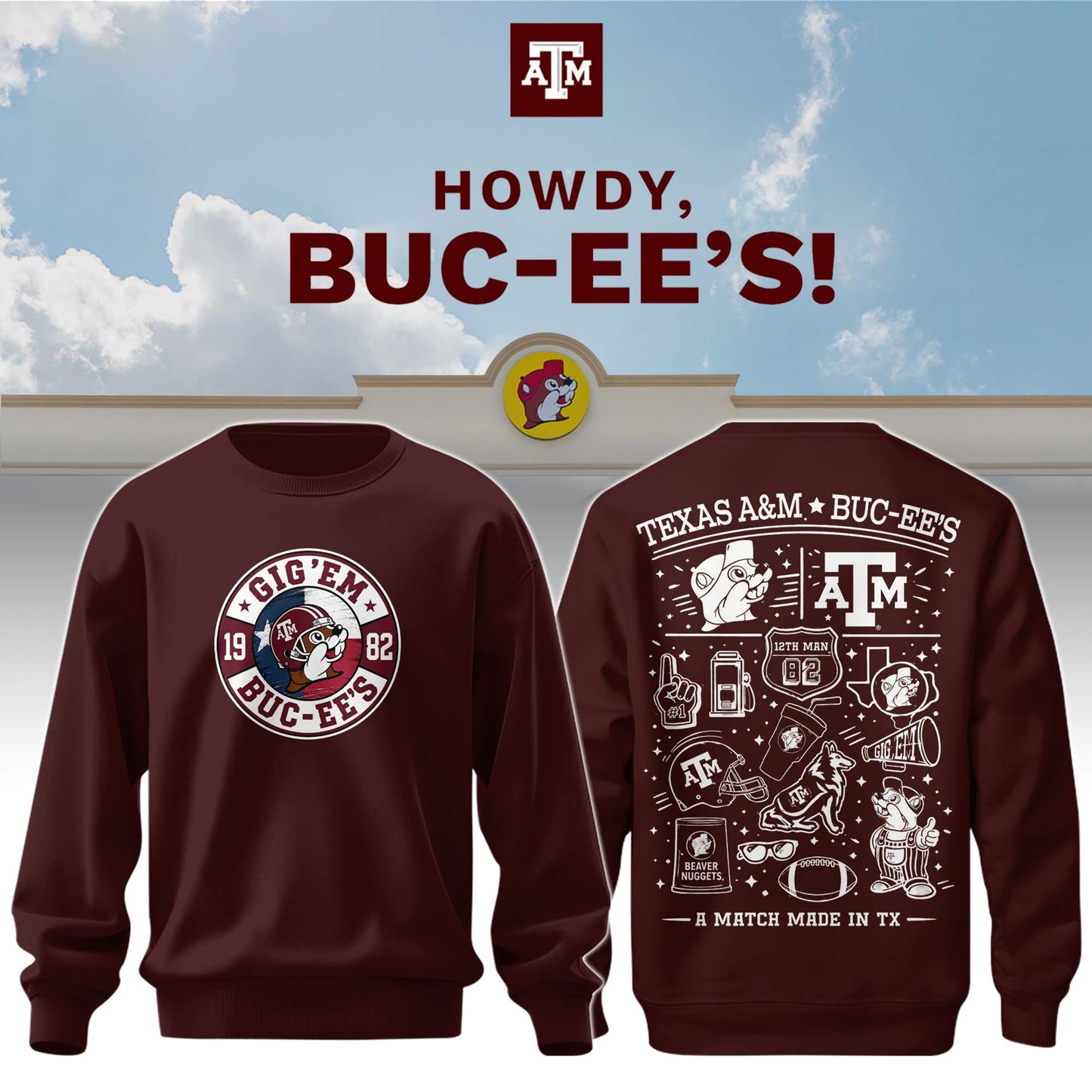 Texas A&M x Buc-ee’s Howdy Sweatshirt
