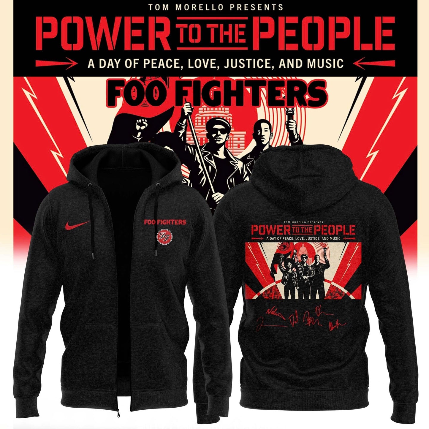Foo Fighters -“Power to the people”- Limited Edition Signature Zip Hoodie